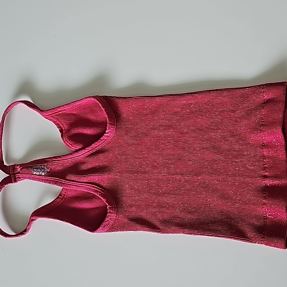 FREE PEOPLE | Happiness Runs Lurex Sweetheart Crop Tank Fushia with glitter - Picture 6 of 7